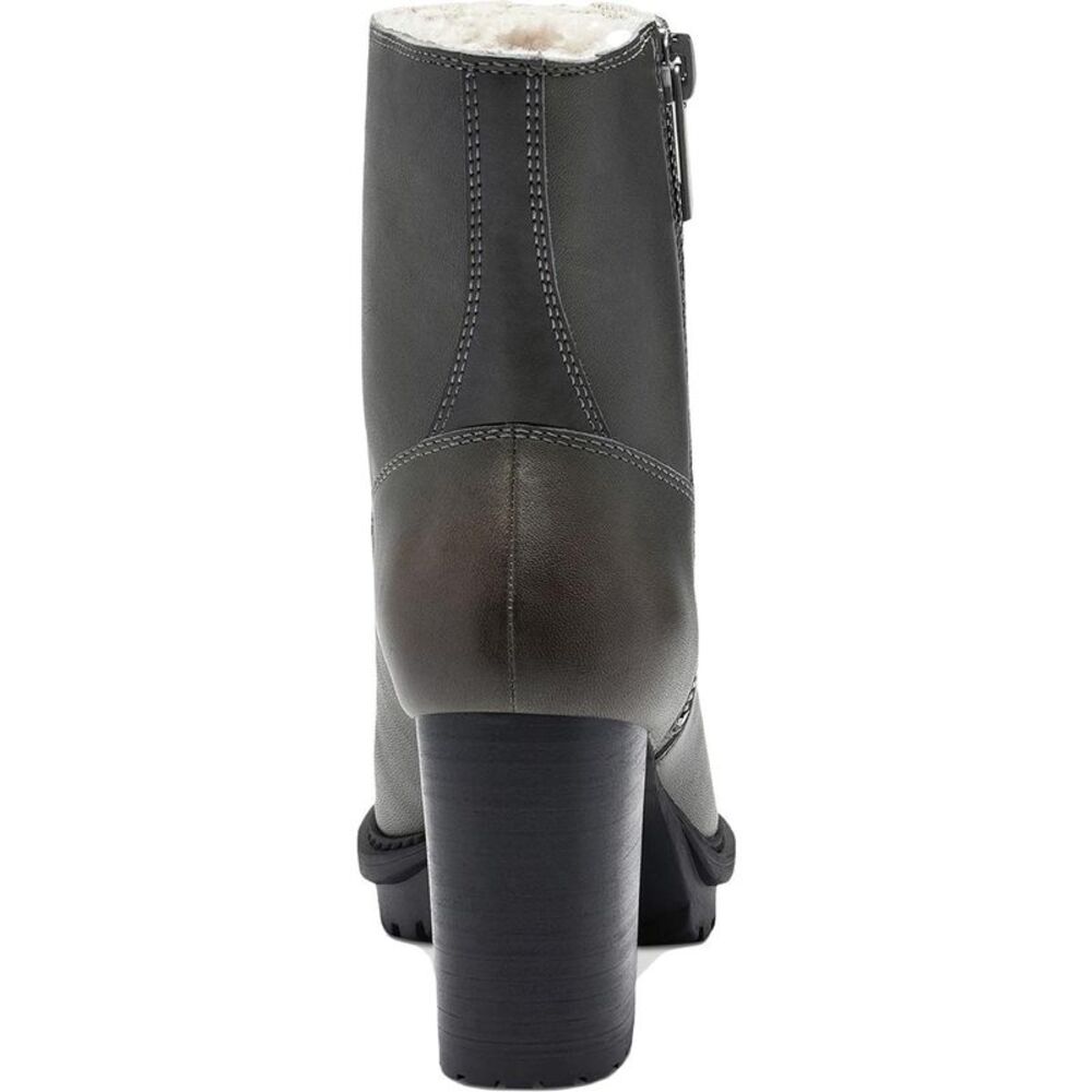 Lucky Brand Womens Bajax Gray Leather Almond Toe Lug Sole Booties Shoes NWT - Picture 3 of 4